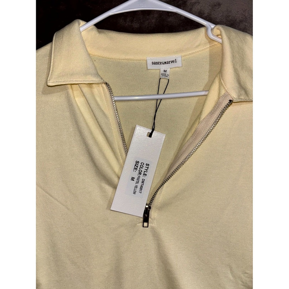 Dance & Marvel Butter Yellow Quarter Zip Top – Womens Medium‎ – NWT - Picture 4 of 9